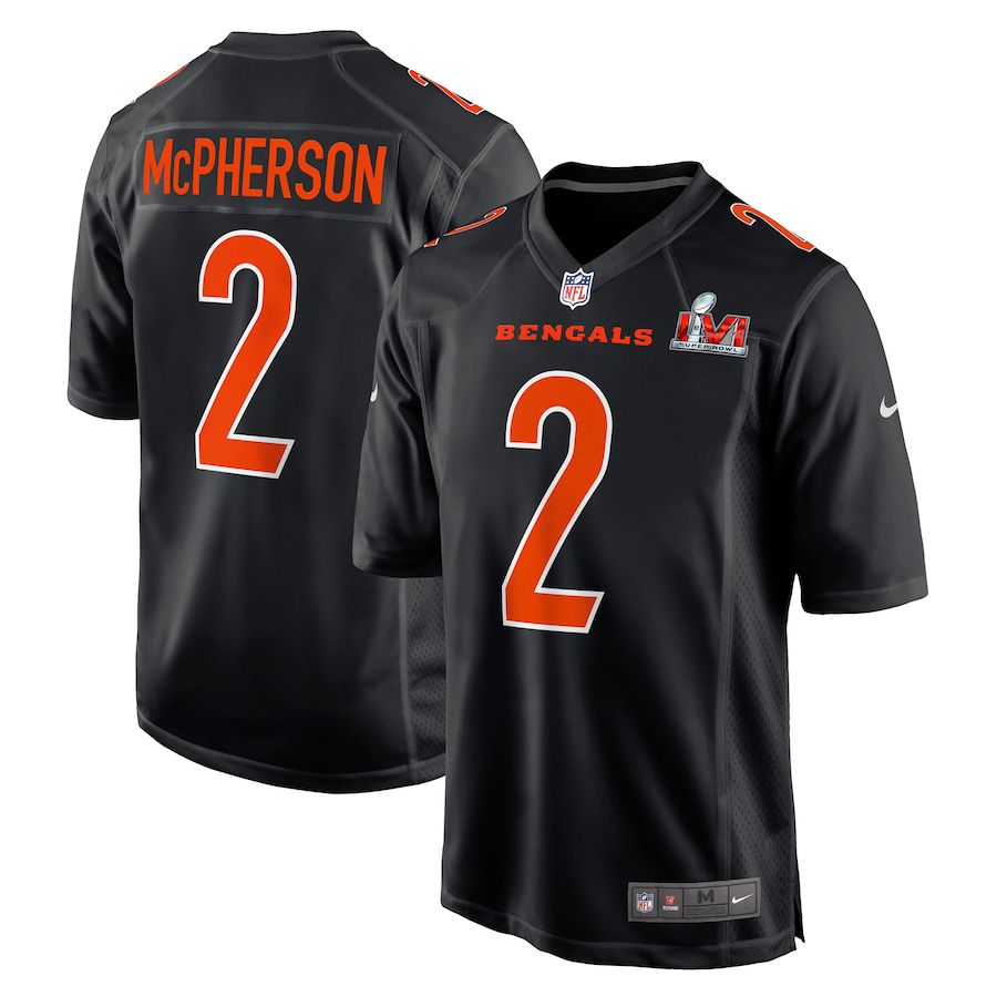 Men Cincinnati Bengals 2 Evan McPherson Nike Black Super Bowl LVI Bound Game Fashion NFL Jersey